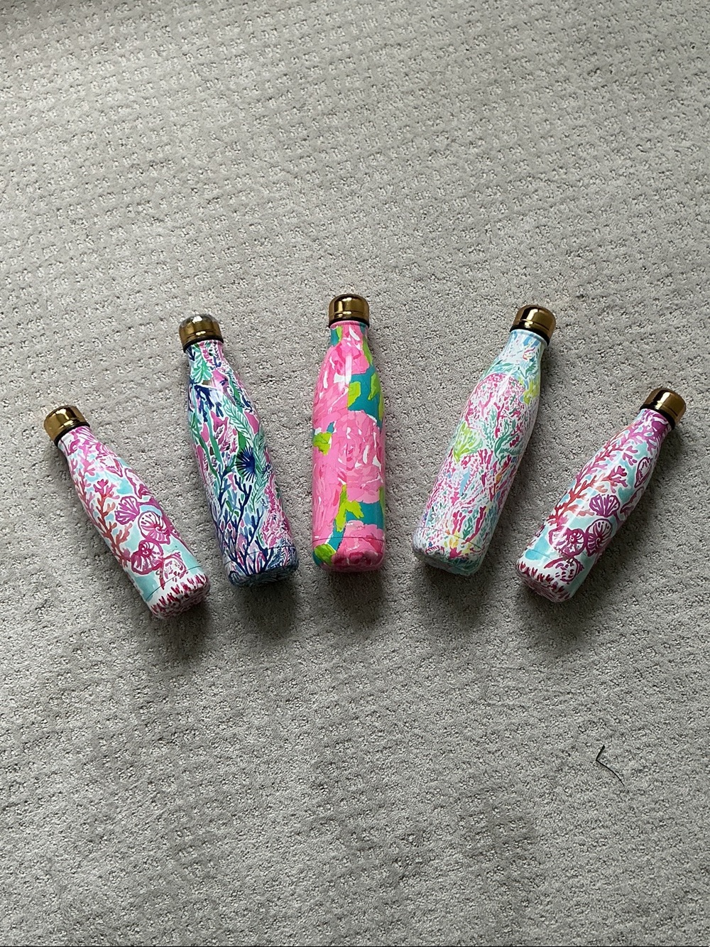 Lilly Pulitzer 25 oz Pink & Teal and green Floral Insulated Bottle with Gold Cap